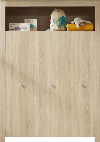 Trendteam 'Olivia' 3-trg. Kleiderschrank, eiche/sägerau, mit 2 Kleiderstangen und 6 Ablagefächern