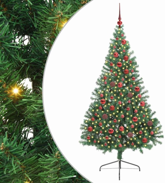vidaXL Künstlicher vorbeleuchteter Weihnachtsbaum Grün 180 cm PVC 3397011