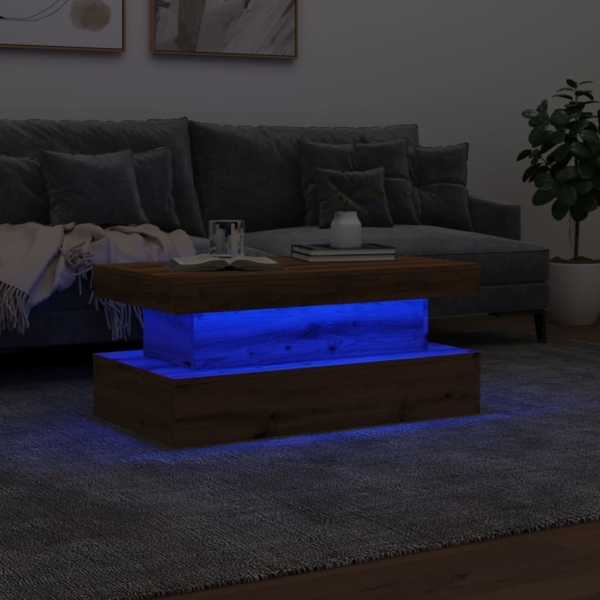 vidaXL Couchtisch mit LED-Leuchten Artisan-Eiche 90x50x40 cm 857715 Bild 4