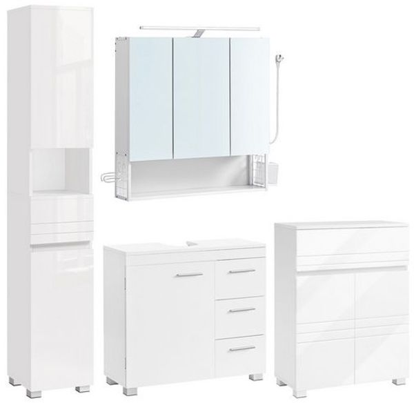 Vasagle Badmöbel-Set, Badezimmerschrank, Waschbeckenunterschrank, Spiegelschrank