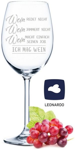 GRAVURZEILE Rotweinglas Leonardo Weinglas mit Gravur - Wein redet nicht, Wein jammert nicht, Glas, graviertes Geschenk für Partner, Freunde & Familie