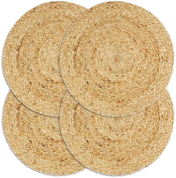 vidaXL Tischsets 4 Stk. Natur 38 cm Rund Jute 133834
