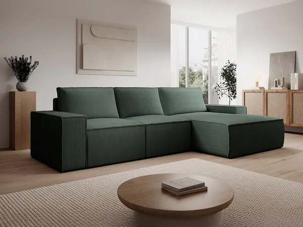 Vente-unique - AMELIA Sofa StoffSamt Grün - B 167 cm x H 85 cm x L 297 cm