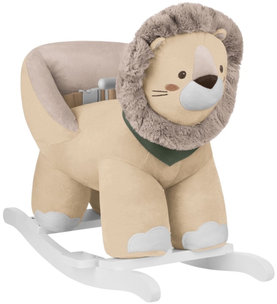 Kikkaboo Schaukeltier Löwe mit Sitz, hohe Rückenlehne Holzkufen Plüsch Fußstütze beige