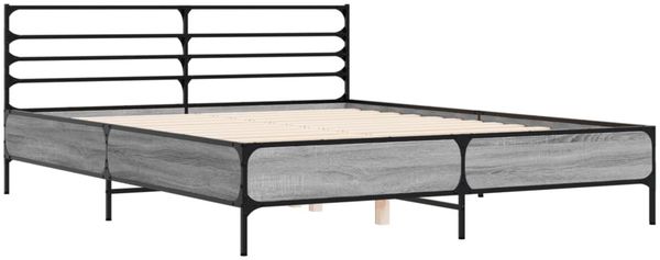 vidaXL Bettgestell Grau Sonoma 160x200 cm Holzwerkstoff und Metall 3280055 Bild 3