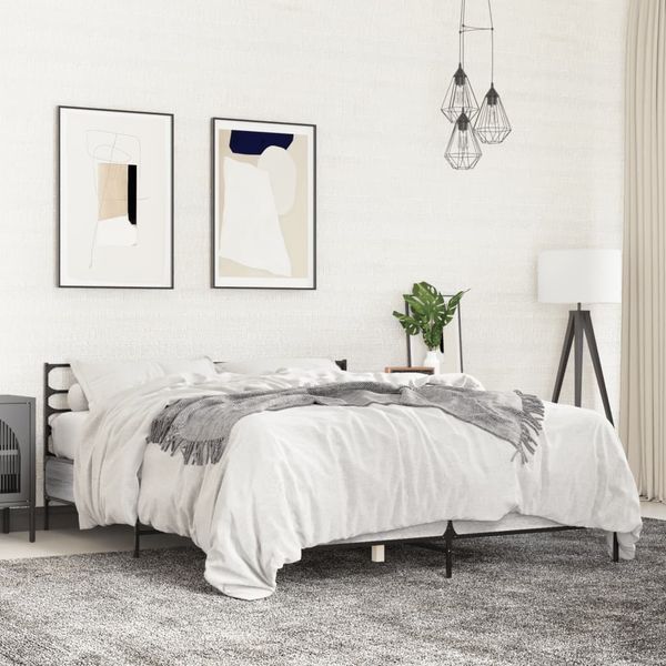 vidaXL Bettgestell Grau Sonoma 160x200 cm Holzwerkstoff und Metall 3280055