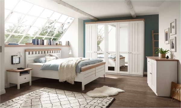 Kleiderschrank LIV'IN Basel, Holzwerkstoff, Weiß, Holzfarben, 256 x 226 x 60 cm Bild 3