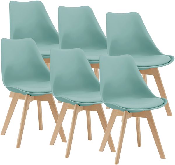 Esszimmerstuhl Fläten 6er Set Kunstleder Mintgrün [en. casa]