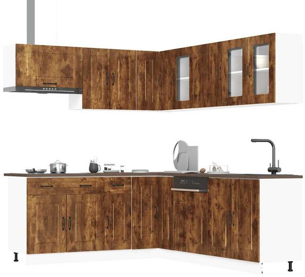 vidaXL 11-tlg. Küchenschrank-Set Kalmar Räuchereiche Holzwerkstoff 3314916