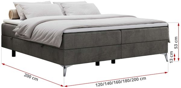 Boxspringbett - Doppelbett mit Multipocket-Matratze - LESS -120x200 - Dunkelgrau Velours - H4 Bild 5