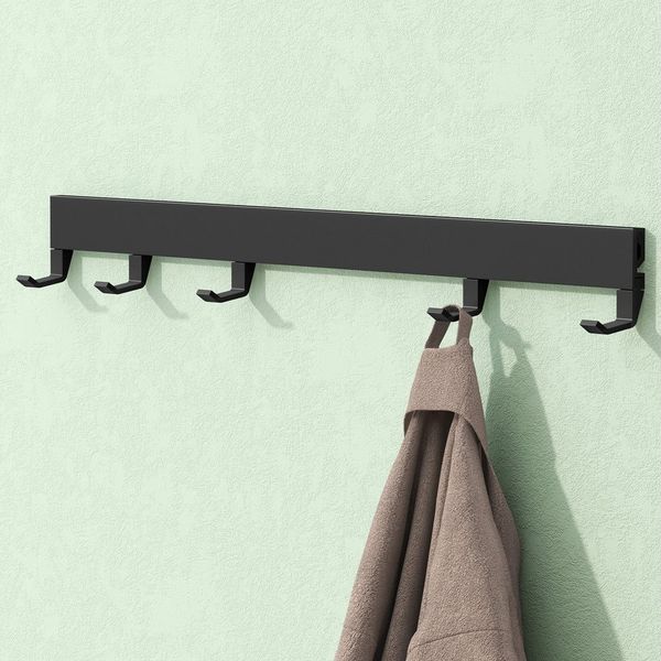 Mai & Mai Garderobenleiste Wandgarderobe Kleiderhaken aus Alu verstellbaren Haken Stalo-10 (5 St), Oberfläche pulverbeschichtet, Hakenabstand frei verstellbar