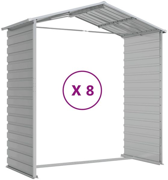 vidaXL Gartenhaus Hellgrau 191x725x198 cm Verzinkter Stahl 3188249 Bild 9
