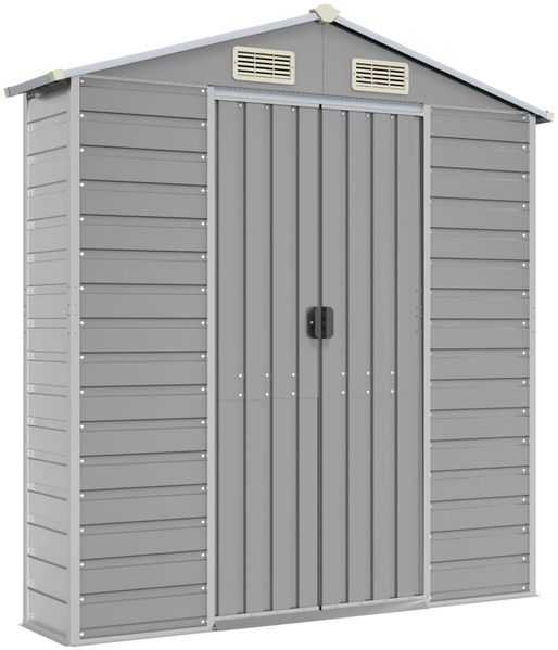 vidaXL Gartenhaus Hellgrau 191x725x198 cm Verzinkter Stahl 3188249 Bild 8