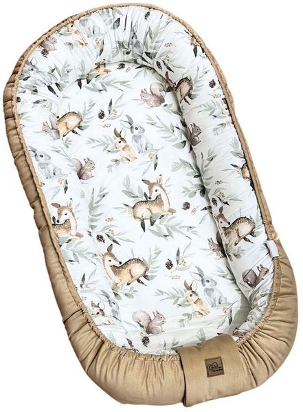 Babymajawelt Bettnestchen Baby Kuschelnest Reh mit Matratze Mitwachsend (1085), (Set, 1-tlg, 1x Babynestchen verstellbar, inkl. Tragetasche), Made in EU, für den Schlaf zwischendurch, Bettverkleinerung