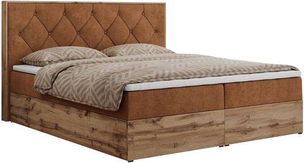 Boxspringbett, Schlafzimmerbett, Bettkasten - VENETO - 160 x 200 cm - Orange Stoff - H3 Bild 4