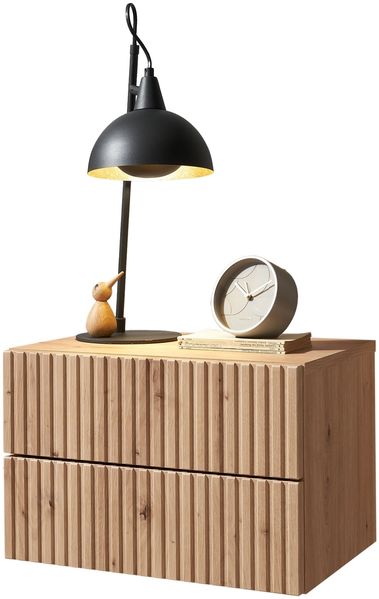 Nachtkommode >TABONI< Wandmontage, 2 Schubladen, Artisan Eiche Dekor - 42x28x30cm (BxHxT)