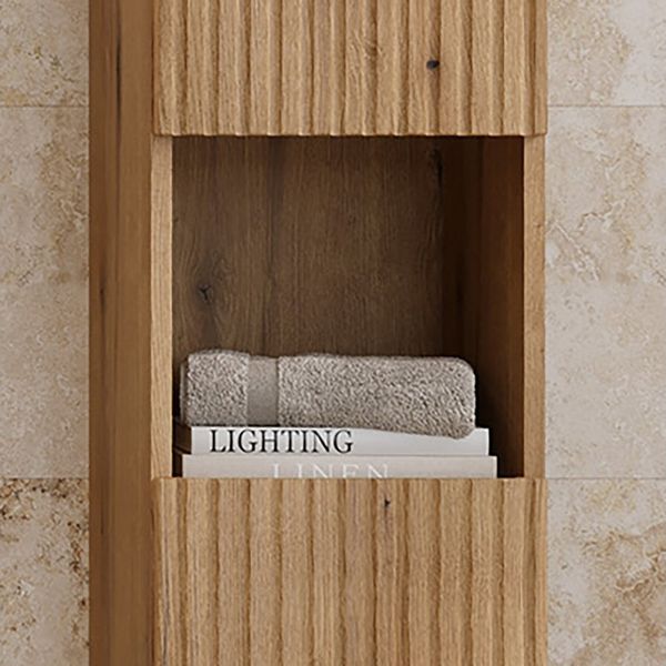 Lomadox Hochschrank NEWPORT-56-EVOKE 30 cm breit mit 2 Türen, Eiche mit gerillter Front