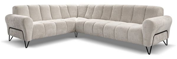 Beautysofa Ecksofa mit Metallbeine in schwarzer VOLARE L, mit höchstem Sitzkomfort, ohne Schlaffunktion