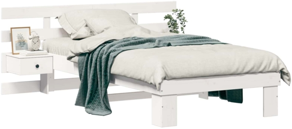 vidaXL Bettrahmen mit Kopfteil Weiß 80 x 200 cm Massives Kiefernholz 872714