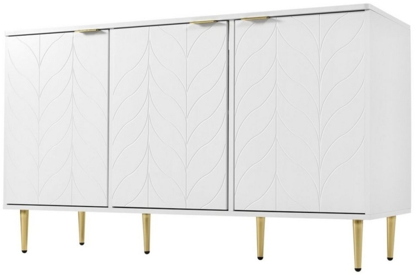 Flieks Kommode, Nachtschrank Sideboard mit 3 Türen und 6 Fächer 127x45x75cm Bild 5
