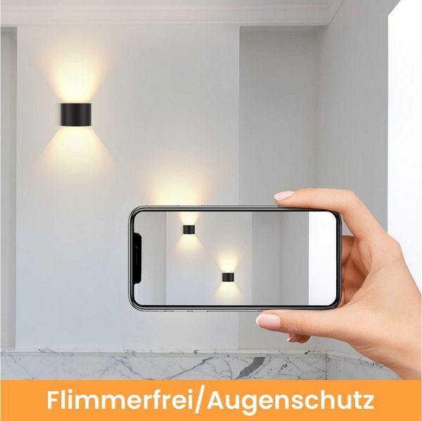 Nettlife Wandleuchte Schwarz Modern Wandlampe Up Down Strahl Warmweiß, Warmweiß, Schlafzimmer Wohnzimmer