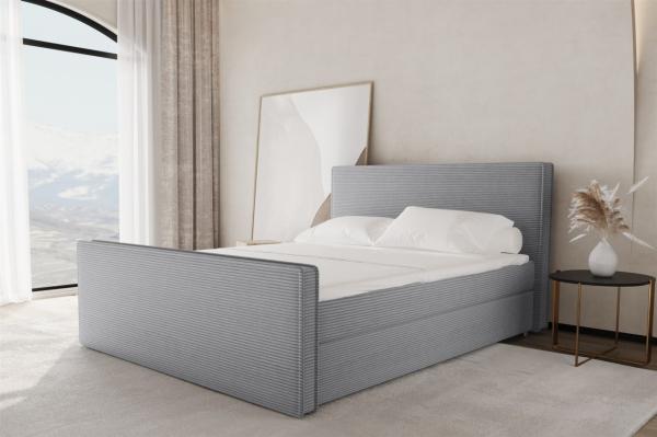 Boxspringbett Schlafzimmerbett CELES 140x200cm Stoff Poso Grau