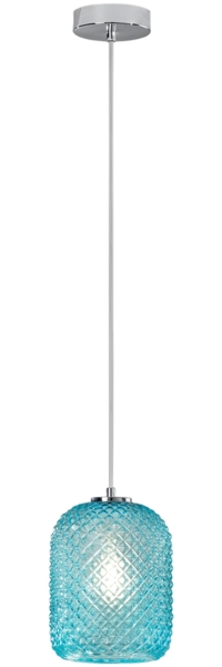 Pendelleuchte ASHFORD einflammig Kristall Glasschirm in Blau, Ø15cm Bild 2