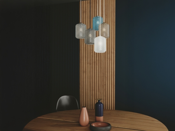 Pendelleuchte ASHFORD einflammig Kristall Glasschirm in Blau, Ø15cm Bild 6