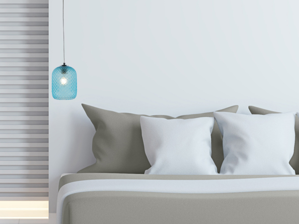 Pendelleuchte ASHFORD einflammig Kristall Glasschirm in Blau, Ø15cm Bild 5