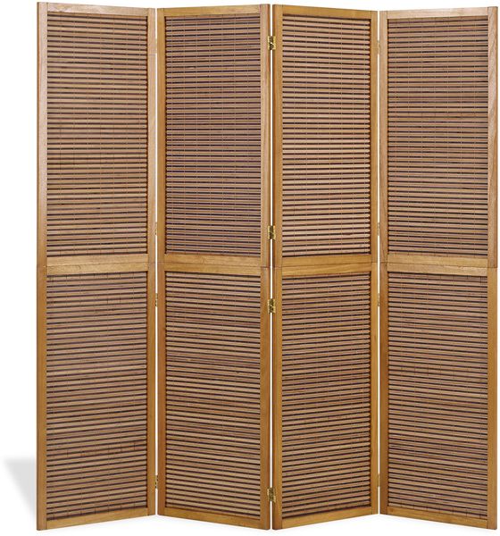 Paravent Raumteiler 4 teilig Holz Trennwand Sichtschutz Braun