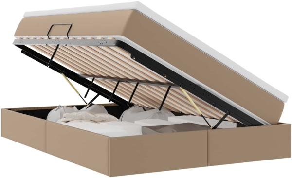 vidaXL Aufbewahrungsbett mit Matratze Cappuccino 140x200 cm 3370169 Bild 1