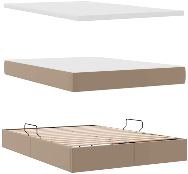 vidaXL Aufbewahrungsbett mit Matratze Cappuccino 140x200 cm 3370169 Bild 7