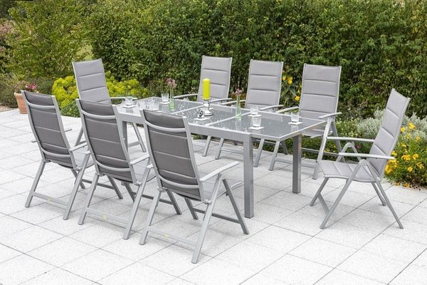 Taviano Gartenmöbel Set 9tlg, Ausziehtisch, diamantbraun