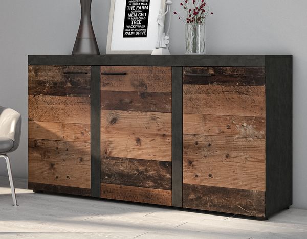 AX LIVING Sideboard Wohnzimmer Spacoro 3T - Modern in Matera/Old Style