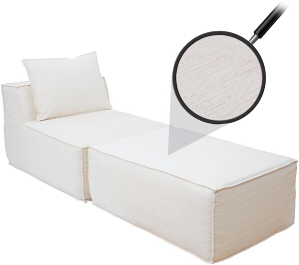 Chaiselongue/Zubehör für Sofa HWC-O54, Sessel Ottomane Recamiere, Stoff/Textil (300g/m²) 63x75x194cm ~ creme