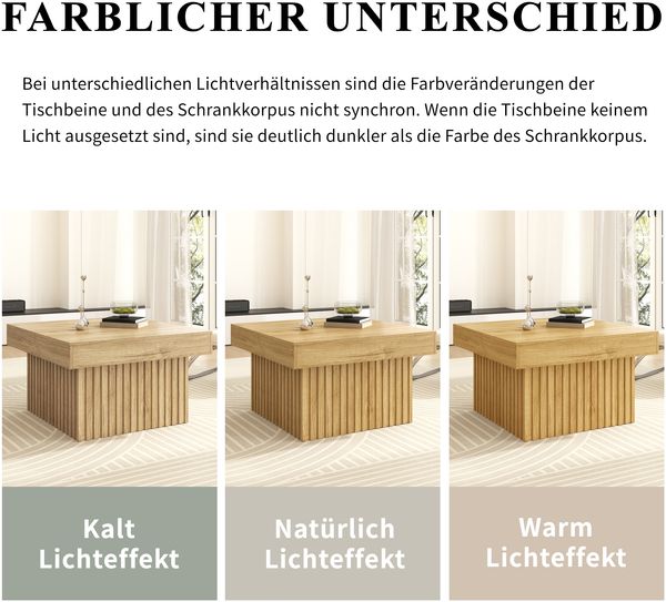 Kaffeetisch Holz 79x79x46 cm , Wohnzimmer Tisch quadratisch, Minimalistischer Couchtisch aus Spanplatte Bild 7