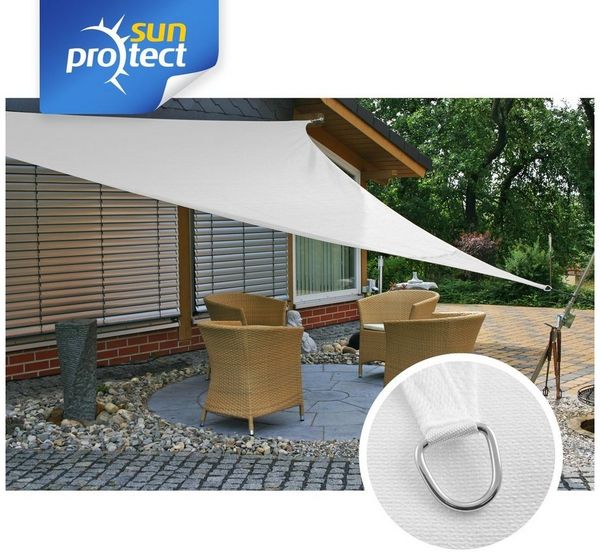 sunprotect 83285 Professional Sonnensegel, 3,6 x 3,6 x 5 m, 90° Grad Dreieck, wind- & wasserdurchlässig, weiß