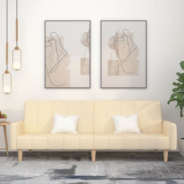 vidaXL Schlafsofa 2-Sitzer Creme Stoff 375761