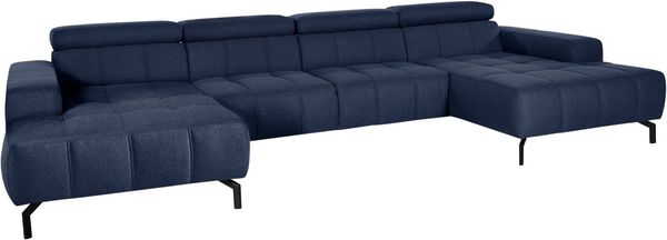 DOMO collection Wohnlandschaft Cunelli tolle Sitznähte als Designelement, fester Sitzkomfort, U-Form, wahlweise mit Kopfteilverstellung, bodenfrei