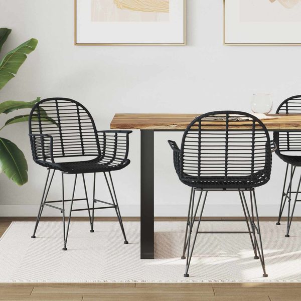 vidaXL Esszimmerstuhl 2 pcs Rattan und Eisen Schwarz 57 x 55 x 85 cm 42011559