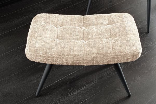 riess-ambiente Fußhocker SCANDINAVIA champagner/schwarz - Chenille Cremona, Metallbeine, modern (Einzelartikel, 1 St), gepolsteter Hocker - ideal für Schlaf-, Wohnzimmer, Garderobe & Sessel