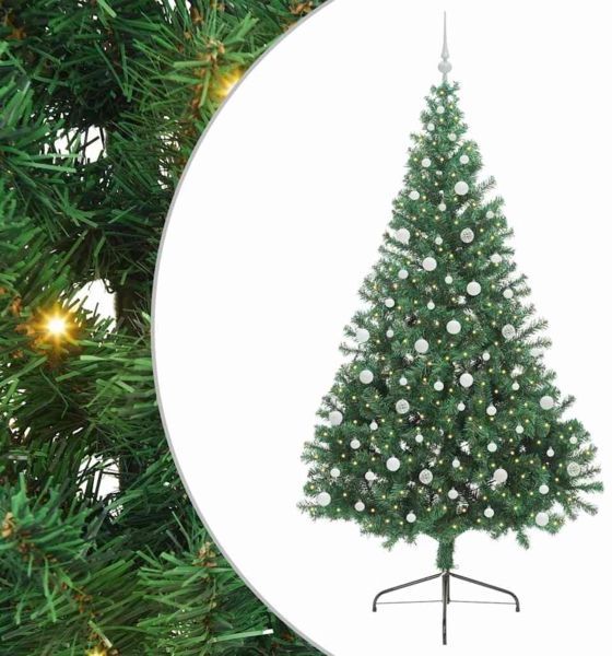 vidaXL Künstlicher vorbeleuchteter Weihnachtsbaum Grün 240 cm PVC 3397040 Bild 1