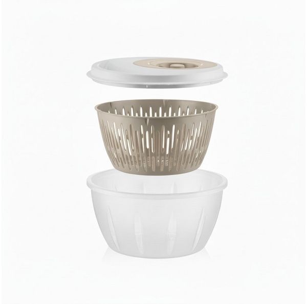 hausleben Salatschleuder Salatspinner mit Deckel, Abtropfsieb & Schüssel– Gemüse & Kräutern, (3-in-1 Set, Salatschüssel Set zum Waschen und Trocknen von Salat), 4,5L BPA-frei