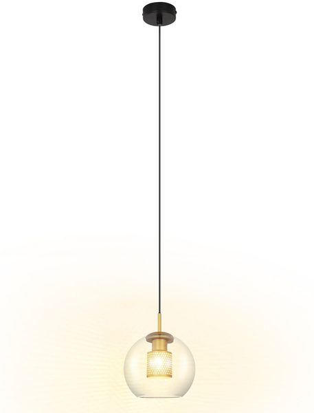 ZMH Pendelleuchte Esstisch Hängelampe Glas - 1 Flammig E27 Hängeleuchte Schwarz Gold Pendellampe Glaskugel Modern Esszimmerlampe für Wohnzimmer Küche Schlafzimmer Esszimmer ohne Leuchtmittel