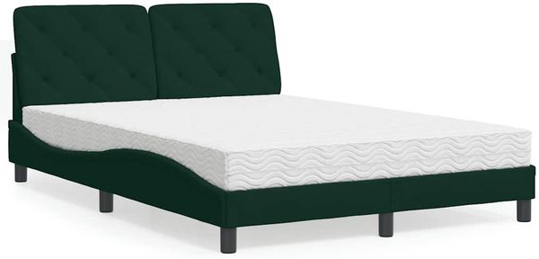 vidaXL Bett mit Matratze Dunkelgrün 140x190 cm Samt 3208655