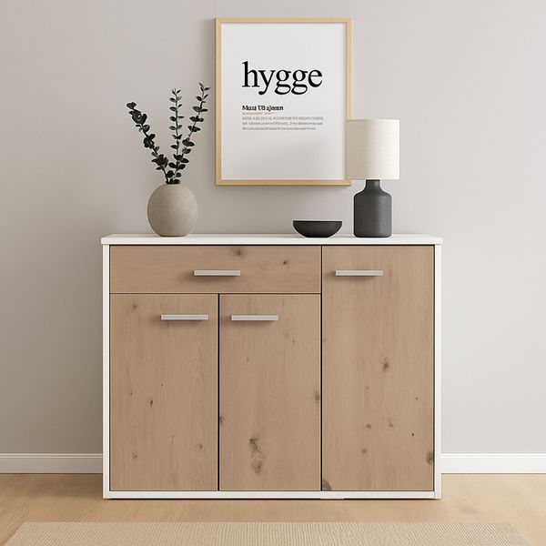 HTI-Living Sideboard Sideboard Nina Weiß Artisaneiche (Stück, 1 Sideboard), Anrichte Kommode Schrank