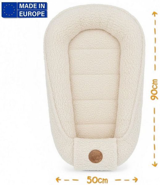 Babynest Nestchen Baby aus Teddy Plüsch 90x50 cm (1er Pack) - Babynestchen Neugeborene Nest für Kinder Bett und Babybett tragbar Kuschelnest Coccon für Jungen und Mädchen Olivgrün