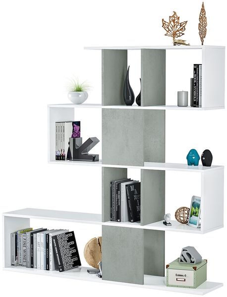 Raumteiler >Zig Zag< in Artik-Weiß / Beton Grau - 145x145x28 (BxHxT) Bild 4