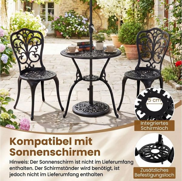 COSTWAY Balkonset, (3-tlg), Bistroset mit 2 Stühle, Gartenmöbel Set