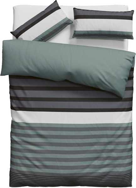 H.I.S Bettwäsche Majoran, Polycotton recycelt, 2 teilig, gestreifte Bettwäsche in verschiedenen Qualitäten